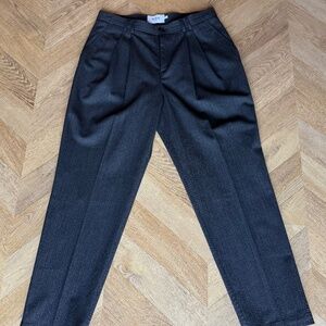 Wax London  NWOT - Raleigh - Charcoal Herringbone Pleated Trousers - 34”